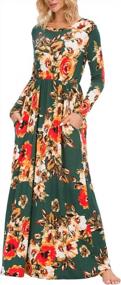 img 4 attached to Floral Maxi Dress With Pockets: Women'S Casual And Comfortable Fall Long Sleeve Dress By LAINAB