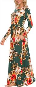 img 2 attached to Floral Maxi Dress With Pockets: Women'S Casual And Comfortable Fall Long Sleeve Dress By LAINAB