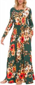 img 3 attached to Floral Maxi Dress With Pockets: Women'S Casual And Comfortable Fall Long Sleeve Dress By LAINAB