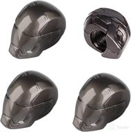 🔩 iron man automobile tire valve stem cap - premium titanium black valve cap for all cars (set of 4) логотип