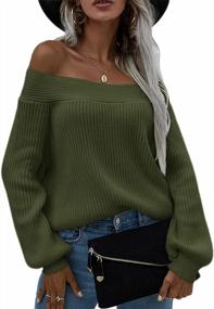 img 3 attached to Women'S Off Shoulder Loose Fit Oversized Pullover Sweater, Ribbed Knit Long Sleeve Casual Style