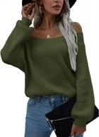 women's off shoulder loose fit oversized pullover sweater, ribbed knit long sleeve casual style logo