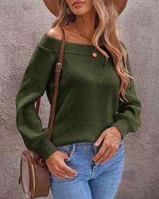 img 1 attached to Women'S Off Shoulder Loose Fit Oversized Pullover Sweater, Ribbed Knit Long Sleeve Casual Style