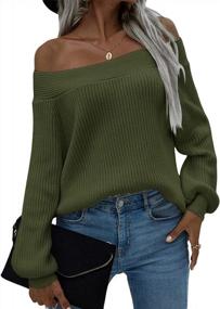 img 2 attached to Women'S Off Shoulder Loose Fit Oversized Pullover Sweater, Ribbed Knit Long Sleeve Casual Style