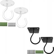 versatile metal wall mount hooks for hanging bird feeders, lanterns, plants and more - set of 4 (black and white) logo