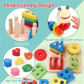 img 1 attached to 🎁 Qizebaby Montessori Toys: 6PCS Kids Wooden Toys for 2-Year-Old Boys and Girls, Educational Learning Toy for Preschoolers, Perfect Birthday Gifts for Kids Ages 3-6+