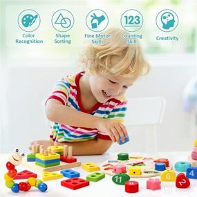 img 3 attached to 🎁 Qizebaby Montessori Toys: 6PCS Kids Wooden Toys for 2-Year-Old Boys and Girls, Educational Learning Toy for Preschoolers, Perfect Birthday Gifts for Kids Ages 3-6+