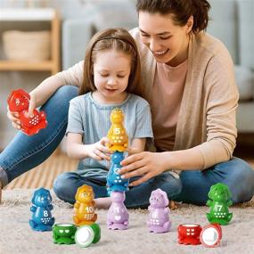 img 2 attached to Snap-n-Learn Matching Dinosaur Stackers - Educational Toddler Sorting Toy for Fine Motor Skill Development and Counting - Ideal Preschool Learning Building Game, Perfect Gift for 18 Months to 4-Year-Old Boys and Girls