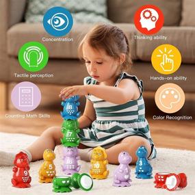 img 1 attached to Snap-n-Learn Matching Dinosaur Stackers - Educational Toddler Sorting Toy for Fine Motor Skill Development and Counting - Ideal Preschool Learning Building Game, Perfect Gift for 18 Months to 4-Year-Old Boys and Girls