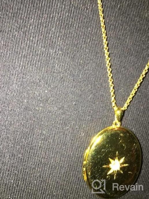 img 1 attached to Personalized Solid Gold And Gold-Plated Oval Locket Necklace With Picture Holder - Choose From Sunflower Or Starburst Design - SOULMEET 10K, 14K, 18K - Perfect Gift review by Joseph Meola