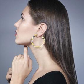 img 3 attached to Women'S Fashion Geometric Octagon Acrylic Resin Hoop Earrings