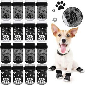 img 4 attached to 🧦 Pack of 16 Anti-Slip Dog Socks for Small and Medium Breeds - Indoor Dog Socks with Grips for Hardwood Floors