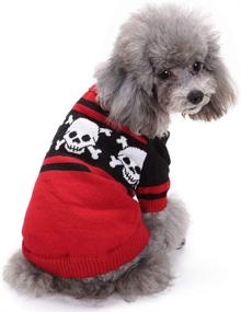 img 2 attached to Halloween Knitted Sweater for Big Dogs - Red Warm Skeleton Costume with Skull Head Bones Hoodies - Perfect for Golden Retrievers and Teddy Breeds - Size L