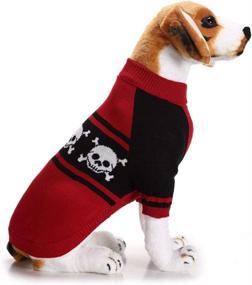 img 1 attached to Halloween Knitted Sweater for Big Dogs - Red Warm Skeleton Costume with Skull Head Bones Hoodies - Perfect for Golden Retrievers and Teddy Breeds - Size L