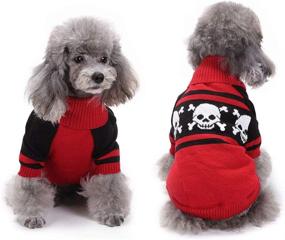 img 3 attached to Halloween Knitted Sweater for Big Dogs - Red Warm Skeleton Costume with Skull Head Bones Hoodies - Perfect for Golden Retrievers and Teddy Breeds - Size L