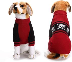 img 4 attached to Halloween Knitted Sweater for Big Dogs - Red Warm Skeleton Costume with Skull Head Bones Hoodies - Perfect for Golden Retrievers and Teddy Breeds - Size L