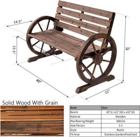 img 1 attached to Enhance Your Outdoor Space With PatioFestival'S 2PC Rustic Wagon Wheel Design Wooden Bench For Garden, Porch, And Yard (45"X21"X32")