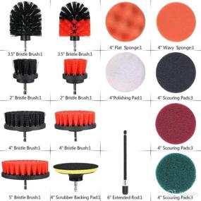 img 3 attached to 🧽 21-Piece Drill Brush Attachments Set: Scrub Pads, Sponge, Power Scrubber Brush with Extended Attachment for All-Purpose Cleaning in Bathrooms, Kitchens – Ideal for Grout, Tiles, Sinks, Bathtubs