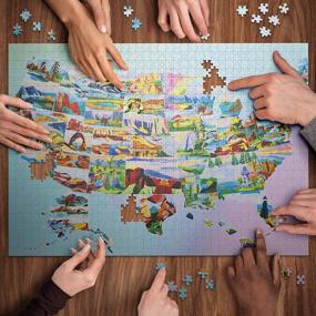 img 1 attached to Newverest Jigsaw Puzzles 1000 штук для взрослых, сложные головоломки с уникальными изображениями, нарисованными вручную художниками - большие 27,5 x 19,7 дюйма, включая коробку для хранения подарочной упаковки - национальные парки США