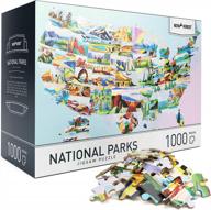 newverest jigsaw puzzles 1000 штук для взрослых, сложные головоломки с уникальными изображениями, нарисованными вручную художниками - большие 27,5 x 19,7 дюйма, включая коробку для хранения подарочной упаковки - национальные парки сша логотип