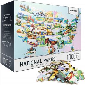 img 4 attached to Newverest Jigsaw Puzzles 1000 штук для взрослых, сложные головоломки с уникальными изображениями, нарисованными вручную художниками - большие 27,5 x 19,7 дюйма, включая коробку для хранения подарочной упаковки - национальные парки США