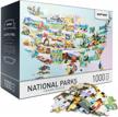 newverest jigsaw puzzles 1000 piece for adults, difficult puzzles with unique hand-painted images by artists - large 27.5" x 19.7", include gift package storage box - us national parks logo
