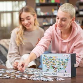 img 3 attached to Newverest Jigsaw Puzzles 1000 штук для взрослых, сложные головоломки с уникальными изображениями, нарисованными вручную художниками - большие 27,5 x 19,7 дюйма, включая коробку для хранения подарочной упаковки - национальные парки США