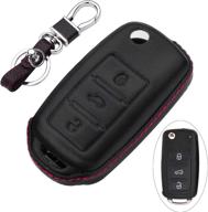 🔑 royalfox(tm luxury soft tpu flip remote key fob case cover for volkswagen vw jetta gti passat golf bora polo tiguan touareg beetle (leather black) логотип