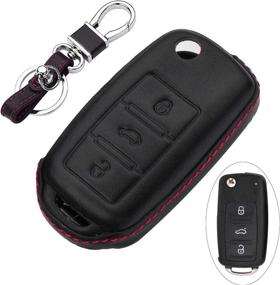 img 4 attached to 🔑 ROYALFOX(TM Luxury Soft TPU Flip Remote Key Fob Case Cover for Volkswagen VW Jetta GTI Passat Golf Bora Polo Tiguan Touareg Beetle (Leather Black)