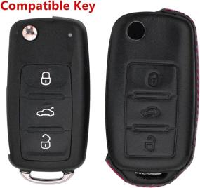 img 3 attached to 🔑 ROYALFOX(TM Luxury Soft TPU Flip Remote Key Fob Case Cover for Volkswagen VW Jetta GTI Passat Golf Bora Polo Tiguan Touareg Beetle (Leather Black)