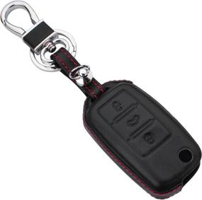 img 2 attached to 🔑 ROYALFOX(TM Luxury Soft TPU Flip Remote Key Fob Case Cover for Volkswagen VW Jetta GTI Passat Golf Bora Polo Tiguan Touareg Beetle (Leather Black)