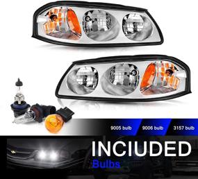img 4 attached to 🚗 BRYGHT Chrome Headlight Assembly for 2000-2005 Chevy Impala SS LS, Passenger and Driver Side, with Amber Reflector and Bulbs Included