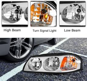 img 2 attached to 🚗 BRYGHT Chrome Headlight Assembly for 2000-2005 Chevy Impala SS LS, Passenger and Driver Side, with Amber Reflector and Bulbs Included