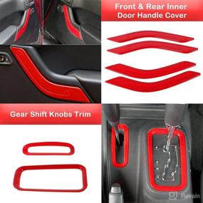 img 2 attached to 🚗 Enhance Your Jeep Wrangler JK JKU 2011-2018: Complete 18 PCS Interior Trim Kit - Steering Wheel, Center Console, Door Handle & Cup Cover in Red