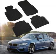 enrand all-weather rubber slush floor mats for bmw 3/4 series f30 f80 f31 f32 f33 f36 2012-2018 - front & rear seat protector accessories for 320i, 328i, 335i logo