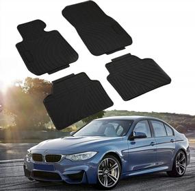 img 4 attached to EnRand All-Weather Rubber Slush Floor Mats For BMW 3/4 Series F30 F80 F31 F32 F33 F36 2012-2018 - Front & Rear Seat Protector Accessories For 320I, 328I, 335I