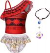 amzbarley 2-piece swimwear set for girls: ruffle one-shoulder bathing suit and swimming skirt bikini for swimming logo