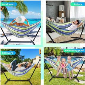 img 2 attached to Enjoy Ultimate Comfort And Relaxation Anywhere With Kanchimi Portable Double Hammock With Stand - Heavy Duty, Max 450Lbs Load Capacity, Perfect For 2 Persons!