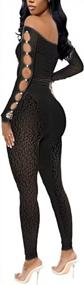 img 3 attached to Leopard Print Off-Shoulder Mesh Bodycon Jumpsuit Romper For Women - Clubwear