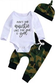 img 4 attached to Camo Baby Boy Clothes Set With Auntie Sayings - Perfect Gift For Your Little Nephew