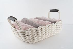 img 3 attached to 📦 StorageDoctor White Cotton Rope Basket - Decorative Woven, Collapsible Nursery Hamper with Handles for Laundry, Towels, Books, Keys, and More - 15"x10.5"x4" Storage Basket