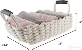 img 2 attached to 📦 StorageDoctor White Cotton Rope Basket - Decorative Woven, Collapsible Nursery Hamper with Handles for Laundry, Towels, Books, Keys, and More - 15"x10.5"x4" Storage Basket