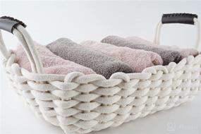 img 4 attached to 📦 StorageDoctor White Cotton Rope Basket - Decorative Woven, Collapsible Nursery Hamper with Handles for Laundry, Towels, Books, Keys, and More - 15"x10.5"x4" Storage Basket