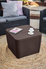 img 3 attached to Multi-Functional Keter Jade Umbrella Base Cover And Patio Side Table - Easy Assembly And Stylish Brown Finish