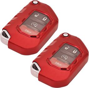 img 4 attached to 🔴 Premium Red TPU Flip Key Fob Cover: Ultimate Protection for Jeep Wrangler JL JLU Gladiator JT Rubicon Sahara JLU (2018-2021)