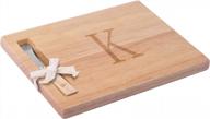 monogrammed oak wood cheese board with spreader and k-initial engraving by miicol - perfect for entertaining and gift giving logo
