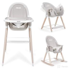img 4 attached to 🍼 4-in-1 Baby High Chair - Convertible Reclining Chair, Wooden Rocker, Booster Seat & Toddler Chair with Table - Double Tray & PU Cushions - Suitable for Baby, Infants, and Toddlers (WD3)