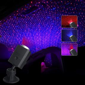img 4 attached to Регулируемый ночник USB Star Projector с 3 цветами и 9 режимами освещения - идеально подходит для спальни, вечеринки и интерьера автомобиля (синий и красный)