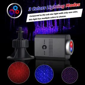 img 1 attached to Adjustable USB Star Projector Night Light With 3 Colors And 9 Lighting Modes - Perfect For Bedroom, Party, And Car Interior Decor (Blue&Red)