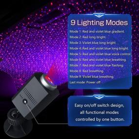 img 2 attached to Регулируемый ночник USB Star Projector с 3 цветами и 9 режимами освещения - идеально подходит для спальни, вечеринки и интерьера автомобиля (синий и красный)